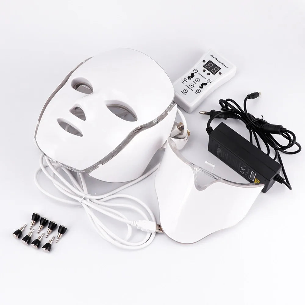 7 Colors LED Facial Mask with Neck LED Light Therapy Mask Skin Rejuvenation Anti Acne Beauty Device Face Lifting Firm Massager