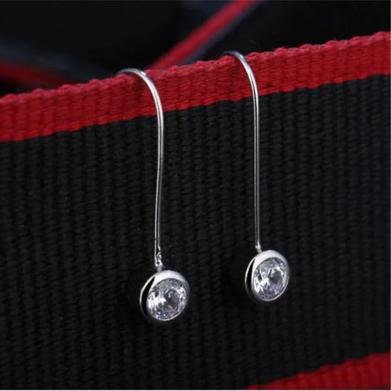 New Fashion Popular 925 Sterling Silver Jewelry Personality U-shaped Crystal Hypoallergenic Female Dangle Earrings  E252