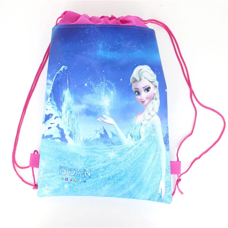 5/10/20/30PCS Disney Frozen Elsa Anna Birthday Party Gifts Non-woven 27*34cm Drawstring Good Bags Kds Favor School Backpacks