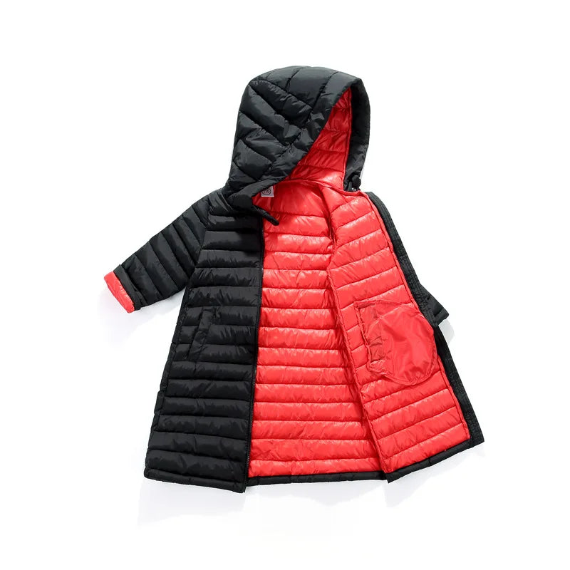 Children Down Coat Winter Teenager Thickened Hooded Cotton-padded Parka Coat Kids Warm Long Jackets Toddler Kids Outerwear