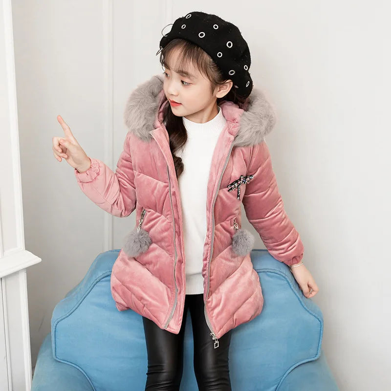 Children Down Coat Winter Teenager Thickened Hooded Cotton-padded Parka Coat Kids Warm Long Jackets Toddler Kids Outerwear