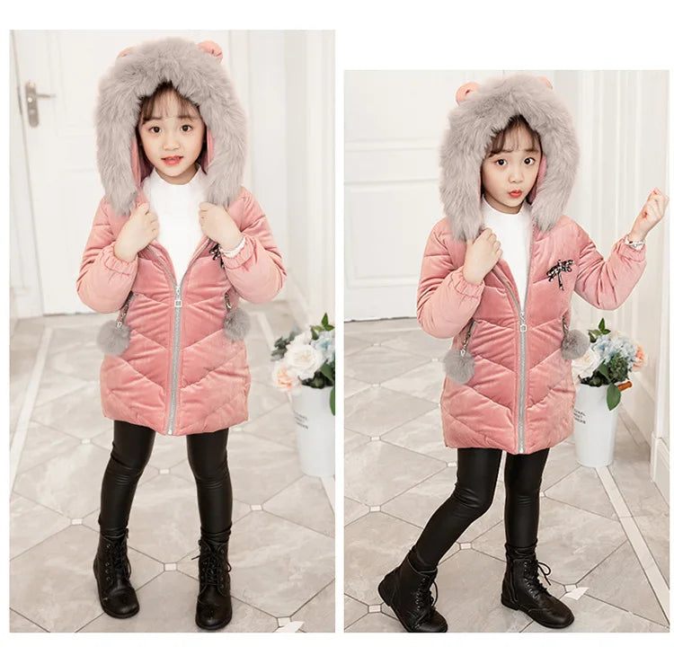 Children Down Coat Winter Teenager Thickened Hooded Cotton-padded Parka Coat Kids Warm Long Jackets Toddler Kids Outerwear