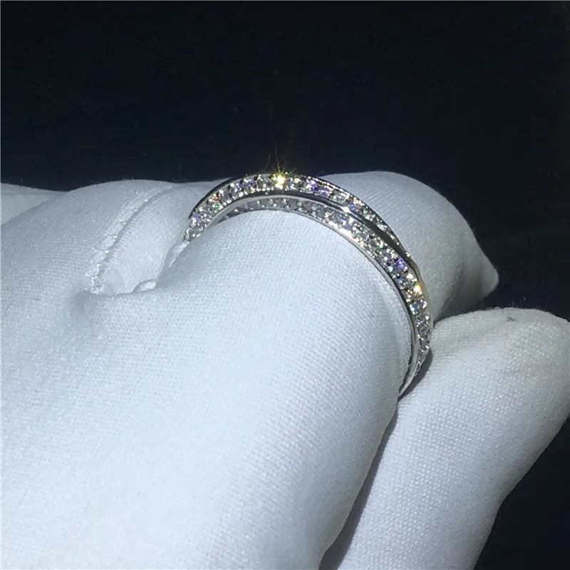 infinity ring 925 Sterling silver Micro pave AAAAA Cubic Zirconia Engagement Wedding Band Rings for women Party Jewelry