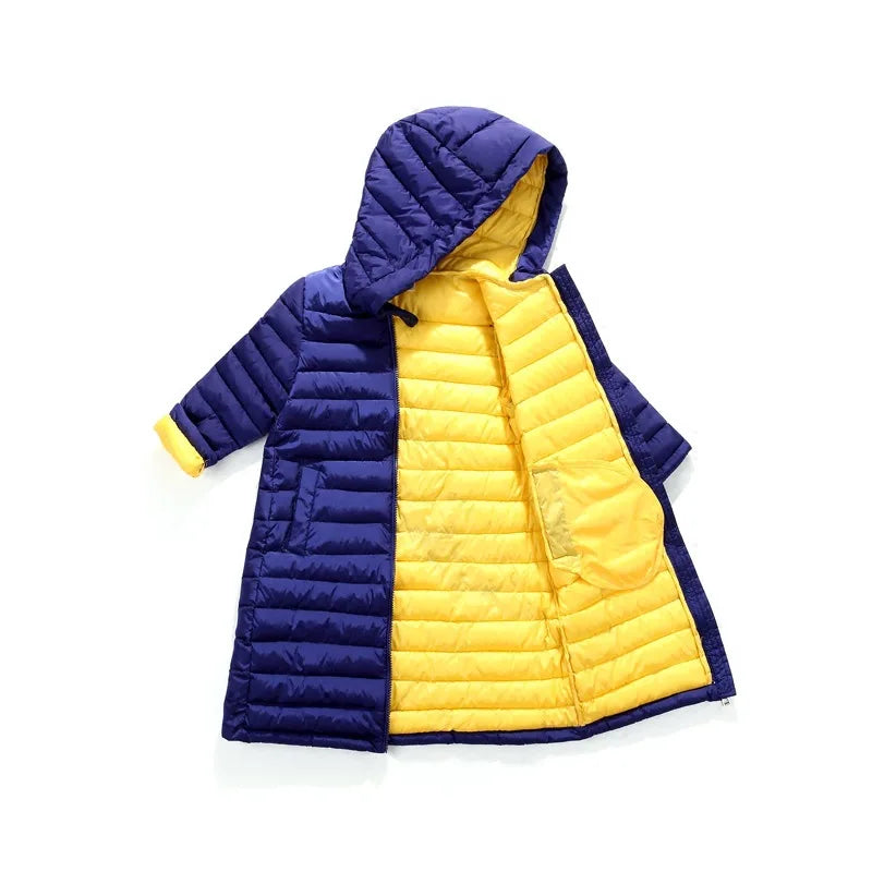 Children Down Coat Winter Teenager Thickened Hooded Cotton-padded Parka Coat Kids Warm Long Jackets Toddler Kids Outerwear