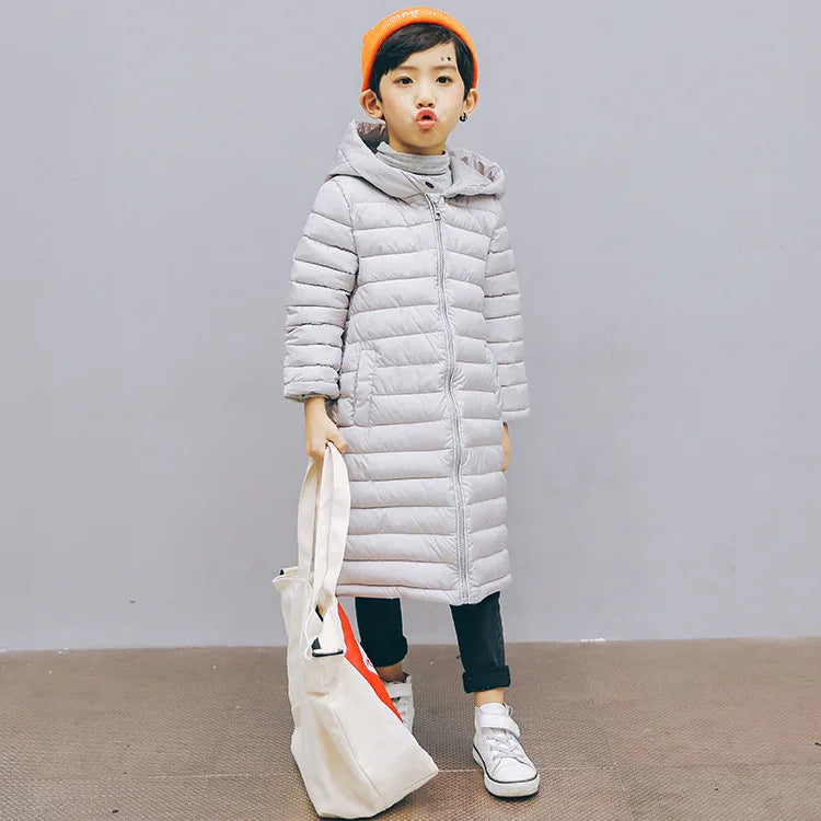 Children Down Coat Winter Teenager Thickened Hooded Cotton-padded Parka Coat Kids Warm Long Jackets Toddler Kids Outerwear