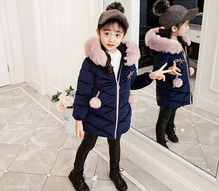 Children Down Coat Winter Teenager Thickened Hooded Cotton-padded Parka Coat Kids Warm Long Jackets Toddler Kids Outerwear