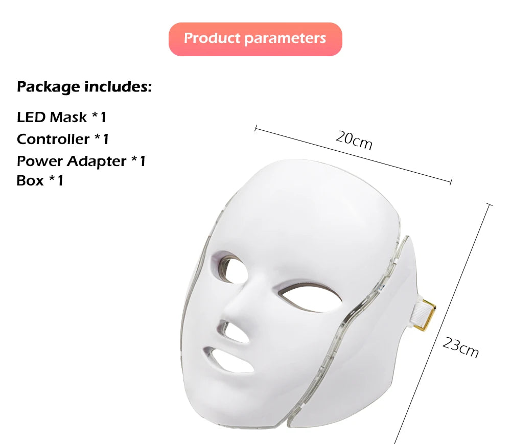 7 Colors Led Facial Mask Led Korean Photon Therapy Face Care Machine Light Therapy Acne Mask Neck Beauty Led Mask