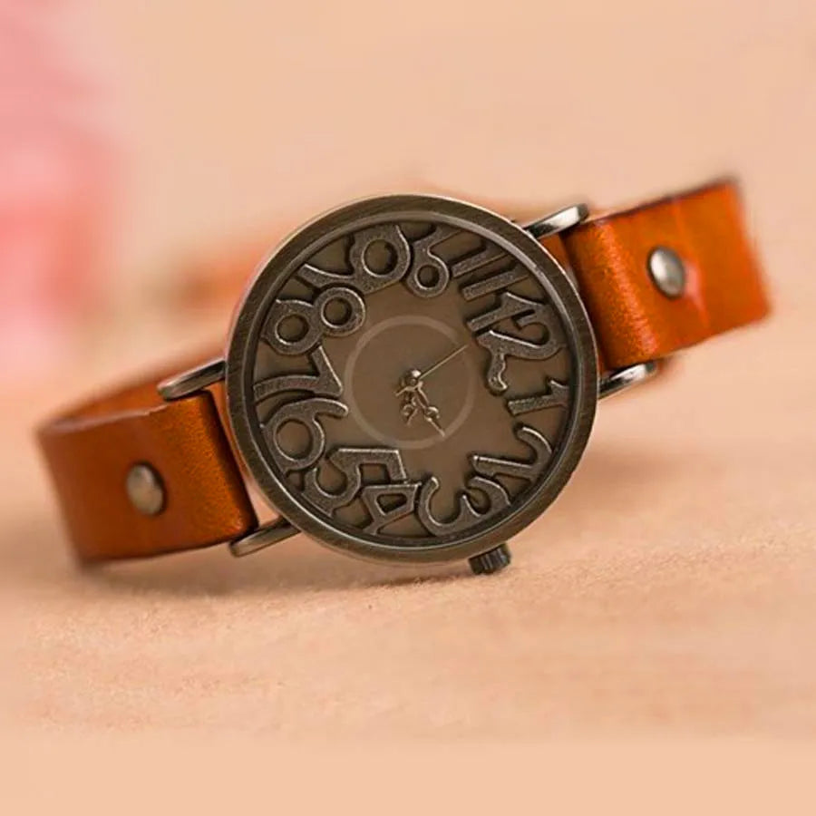 Shsby New Vintage Digital Hollow Genuine Cow Leather Strap Watches Women Dress Watches Female Quartz Watch Student Leisure Watch