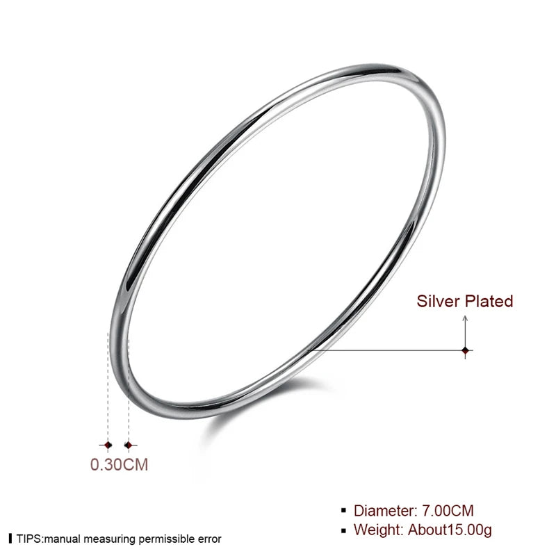 DOTEFFIL 925 Sterling Solid Silver Bracelet Fashion Personality Simple Smooth Bangles For Women Wedding Engagement Jewelry