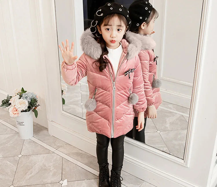 Children Down Coat Winter Teenager Thickened Hooded Cotton-padded Parka Coat Kids Warm Long Jackets Toddler Kids Outerwear