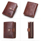 CONTACT'S Genuine Leather RFID Vintage Wallet Men With Coin Pocket Short Wallets Small Zipper Walet With Card Holders Man Purse