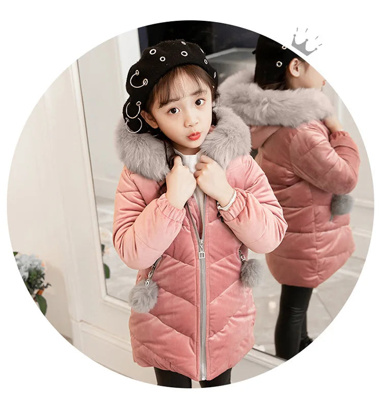 Children Down Coat Winter Teenager Thickened Hooded Cotton-padded Parka Coat Kids Warm Long Jackets Toddler Kids Outerwear