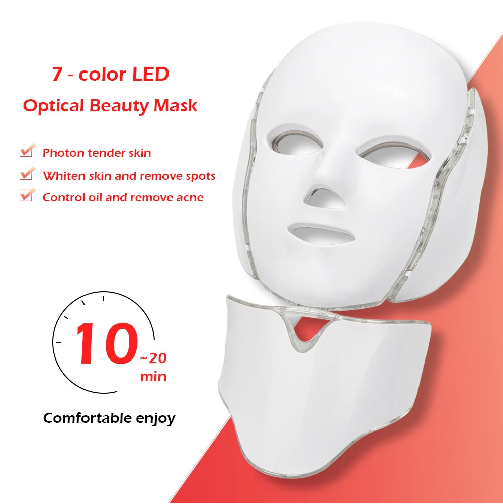 7 Colors Led Facial Mask Led Korean Photon Therapy Face Care Machine Light Therapy Acne Mask Neck Beauty Led Mask