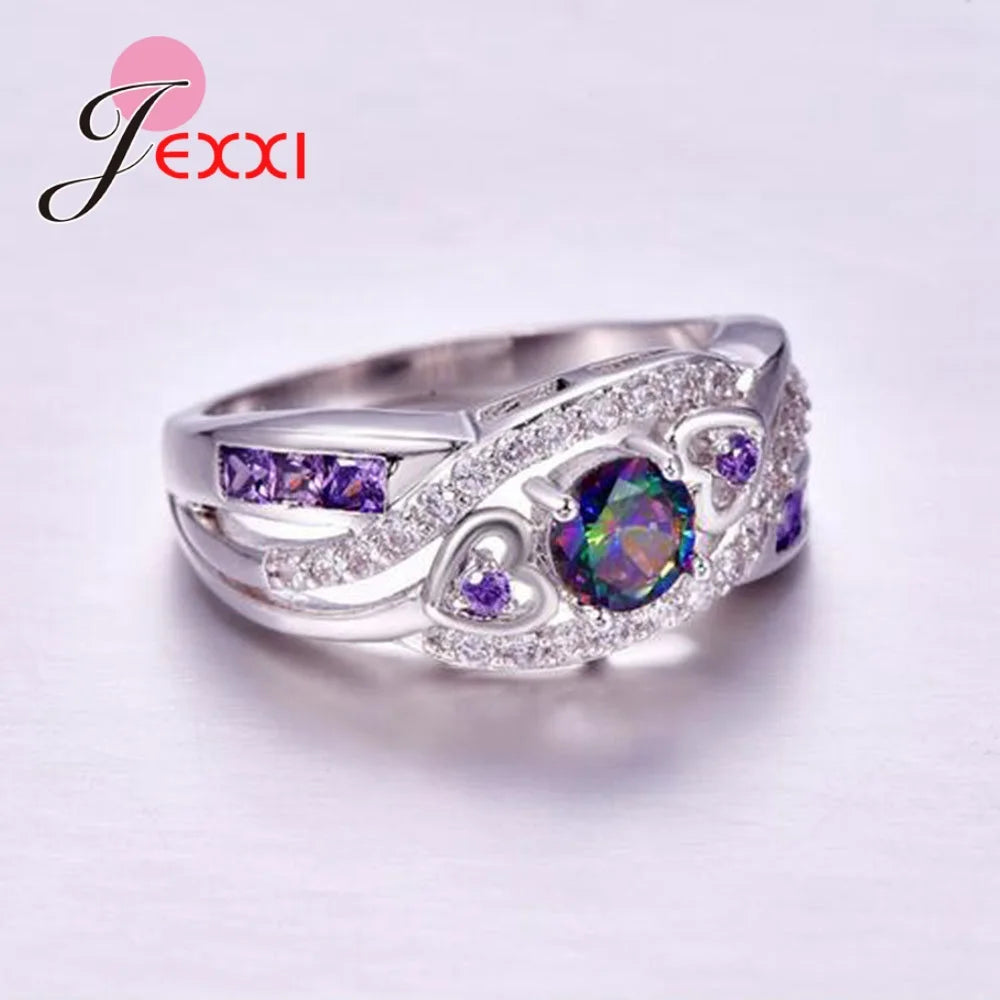 Big Promotion Colorful CZ 925 Sterling Silver Rings Size 6 7 8 9 10 11 12 13 For Women Fashion Jewelry Party Gift Wholesale