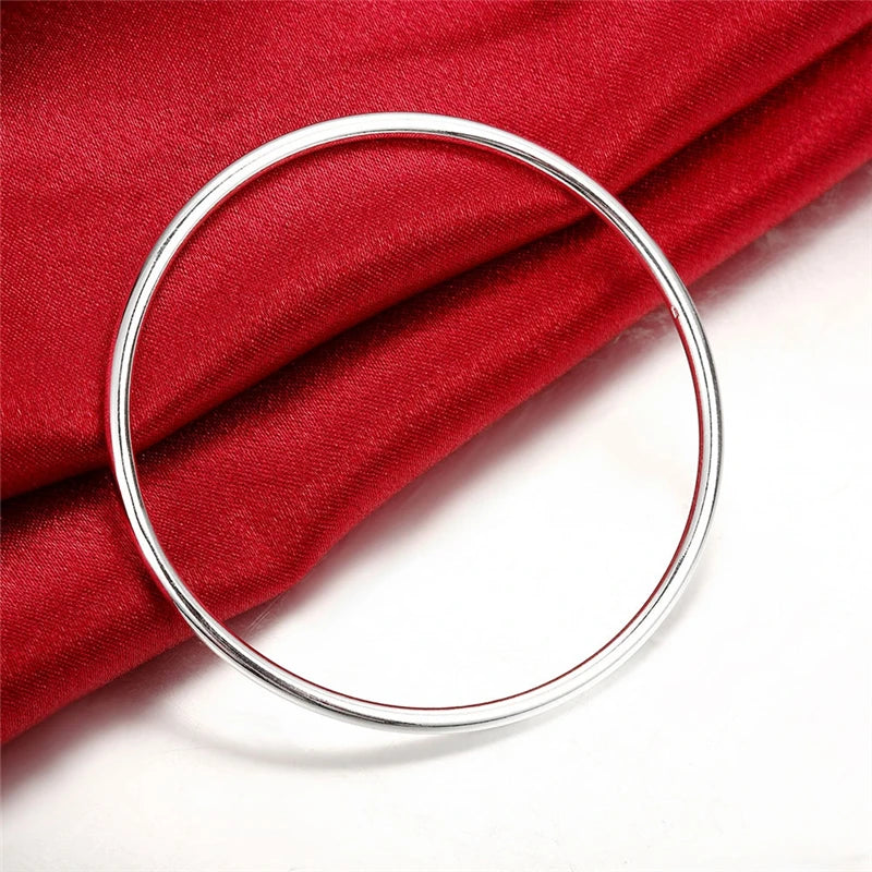 DOTEFFIL 925 Sterling Solid Silver Bracelet Fashion Personality Simple Smooth Bangles For Women Wedding Engagement Jewelry