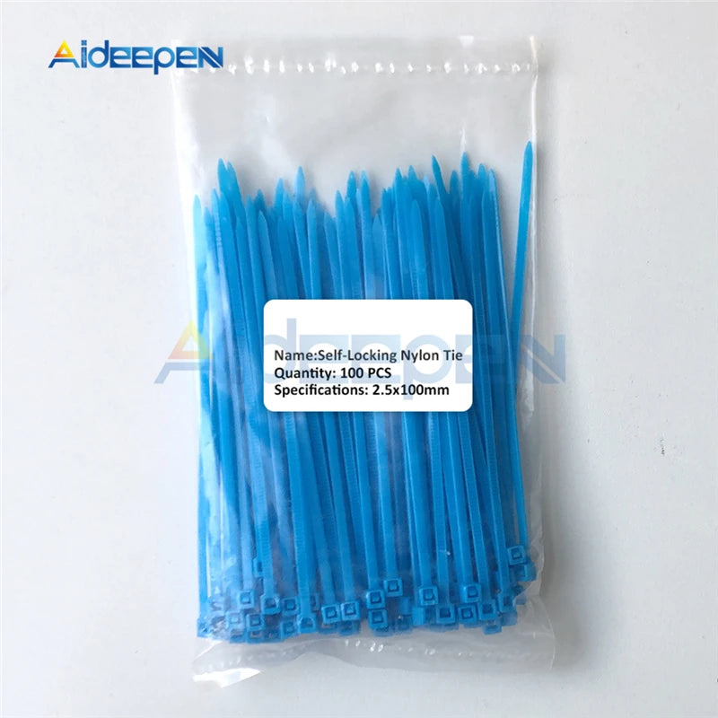 100Pcs/lot 2.5*100mm 12 Color Plastic Non-slip Wire Zip Ties Set 100mm Self-locking Nylon Durable Cable Ties