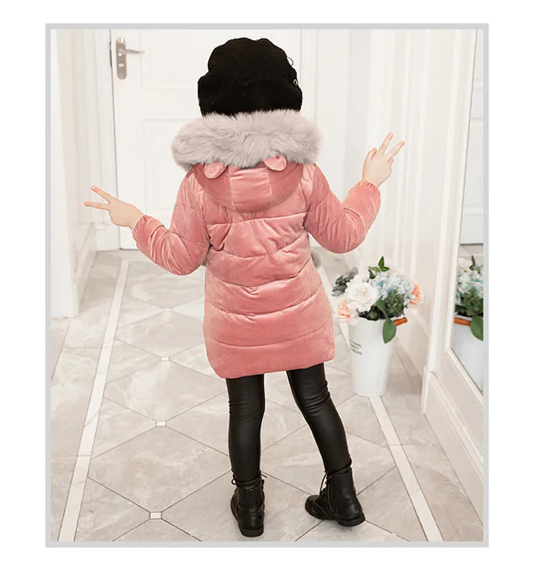 Children Down Coat Winter Teenager Thickened Hooded Cotton-padded Parka Coat Kids Warm Long Jackets Toddler Kids Outerwear