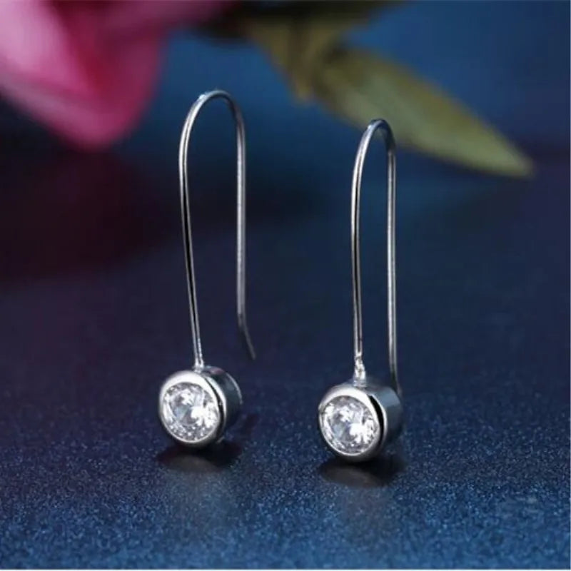 New Fashion Popular 925 Sterling Silver Jewelry Personality U-shaped Crystal Hypoallergenic Female Dangle Earrings  E252