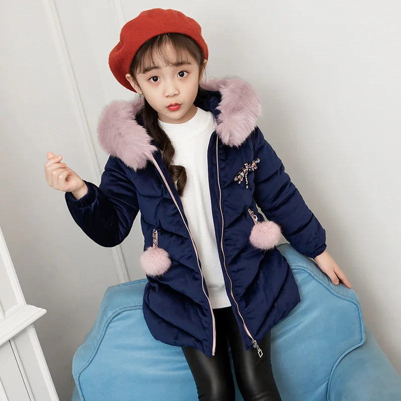 Children Down Coat Winter Teenager Thickened Hooded Cotton-padded Parka Coat Kids Warm Long Jackets Toddler Kids Outerwear