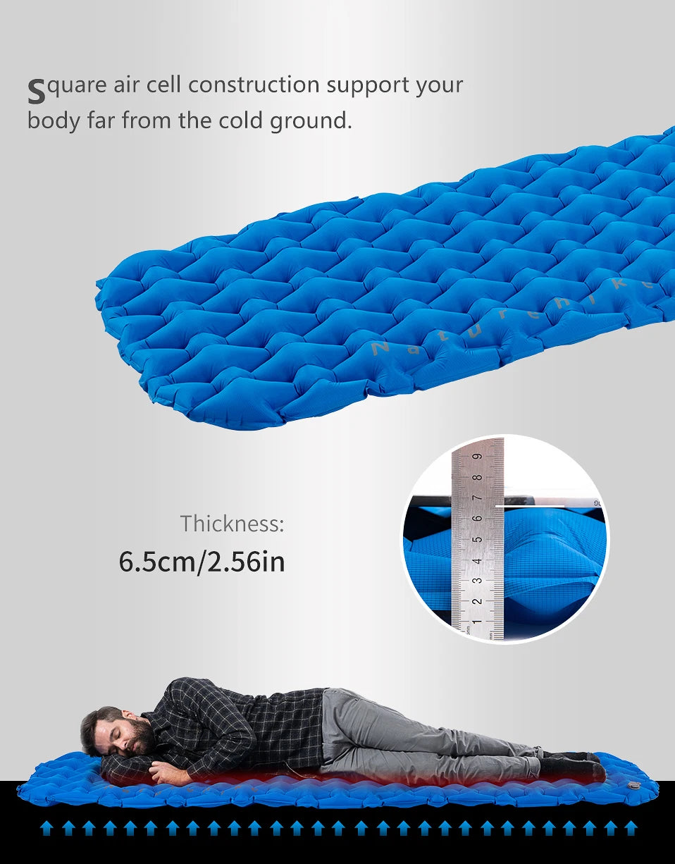 Naturehike Inflatable Mattress Camping Mattress Air Mattress Ultralight Outdoor Sleeping Pad Folding Bed Hiking Sleeping Mat