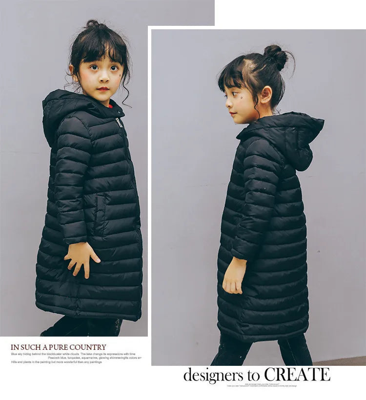 Children Down Coat Winter Teenager Thickened Hooded Cotton-padded Parka Coat Kids Warm Long Jackets Toddler Kids Outerwear