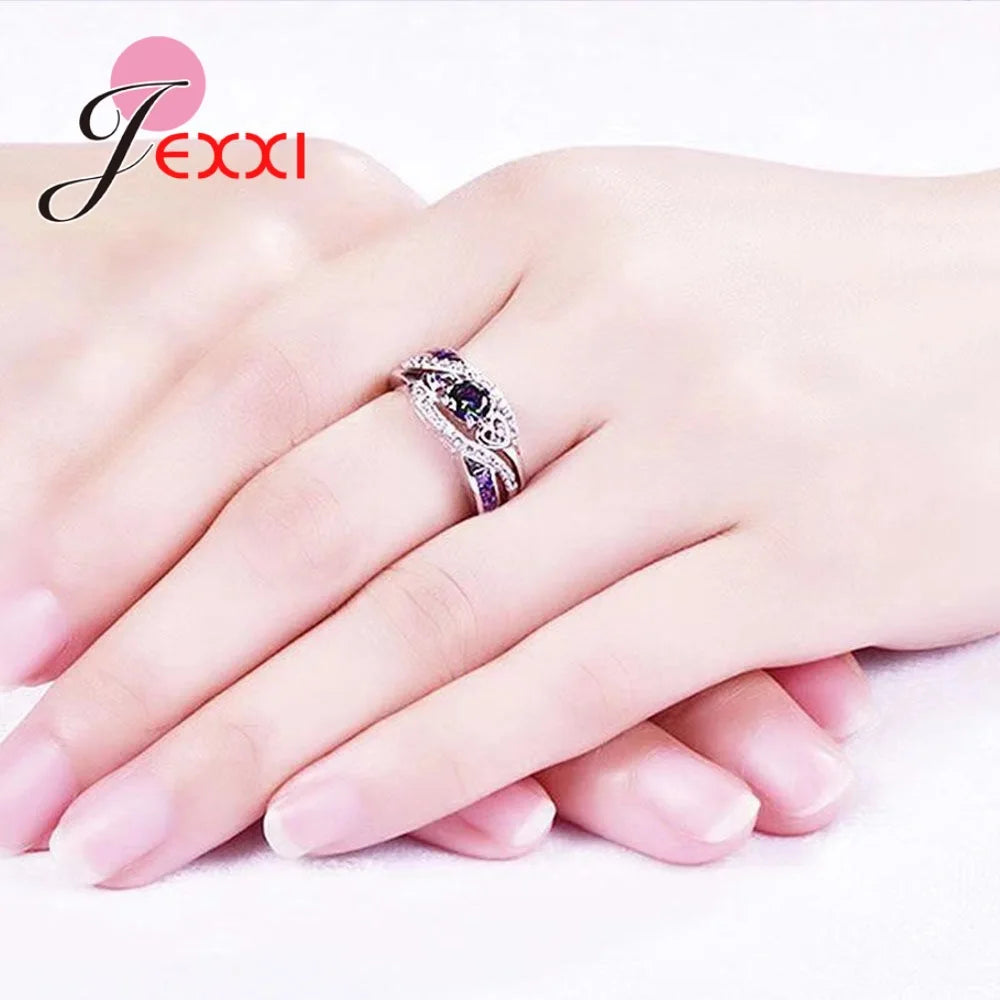 Big Promotion Colorful CZ 925 Sterling Silver Rings Size 6 7 8 9 10 11 12 13 For Women Fashion Jewelry Party Gift Wholesale