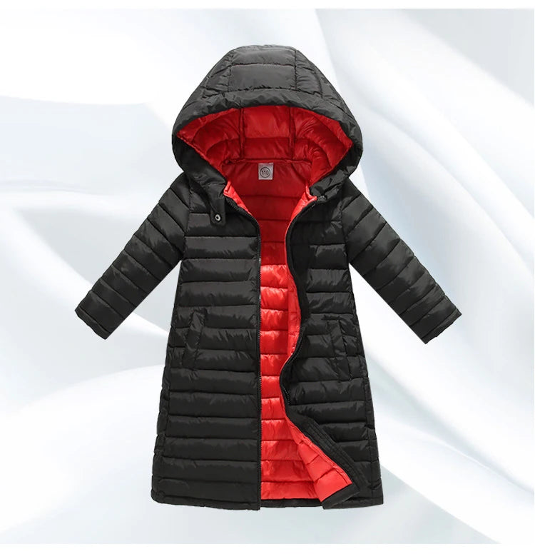 Children Down Coat Winter Teenager Thickened Hooded Cotton-padded Parka Coat Kids Warm Long Jackets Toddler Kids Outerwear