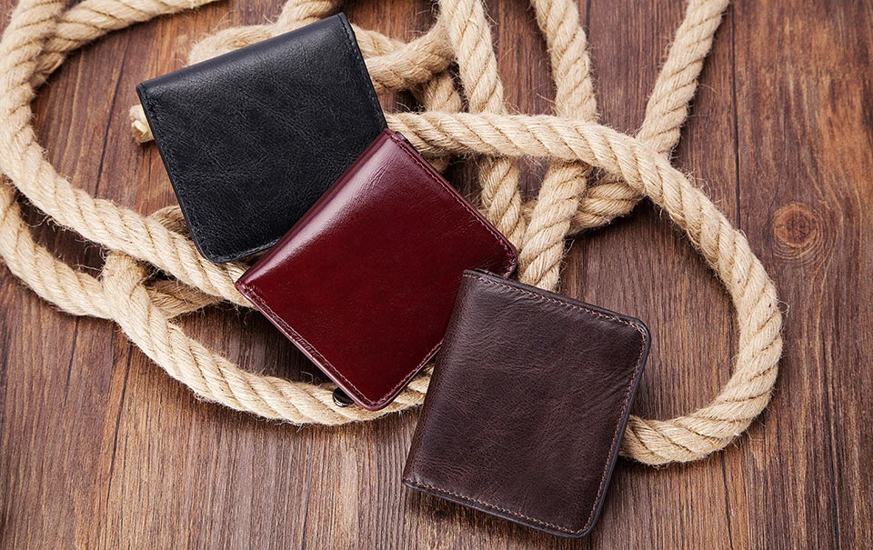 100% Genuine Leather Women's Wallet Small Mini Hasp Purse New Fashion Short RFID Blocking Card Holder With Zipper Coin Pocket