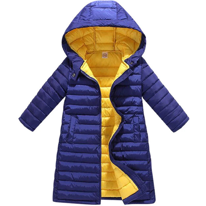 Children Down Coat Winter Teenager Thickened Hooded Cotton-padded Parka Coat Kids Warm Long Jackets Toddler Kids Outerwear