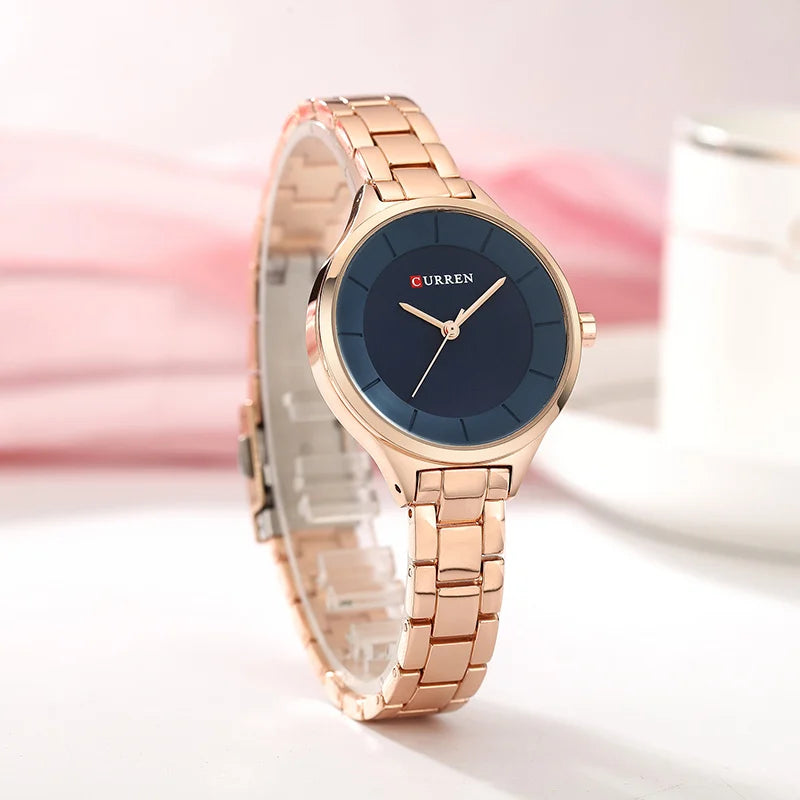 CURREN Top Brand Fashion Ladies Watches Stainless Steel Band Quartz Female Wrist Watch Ladies Gifts Clock Relogio Feminino