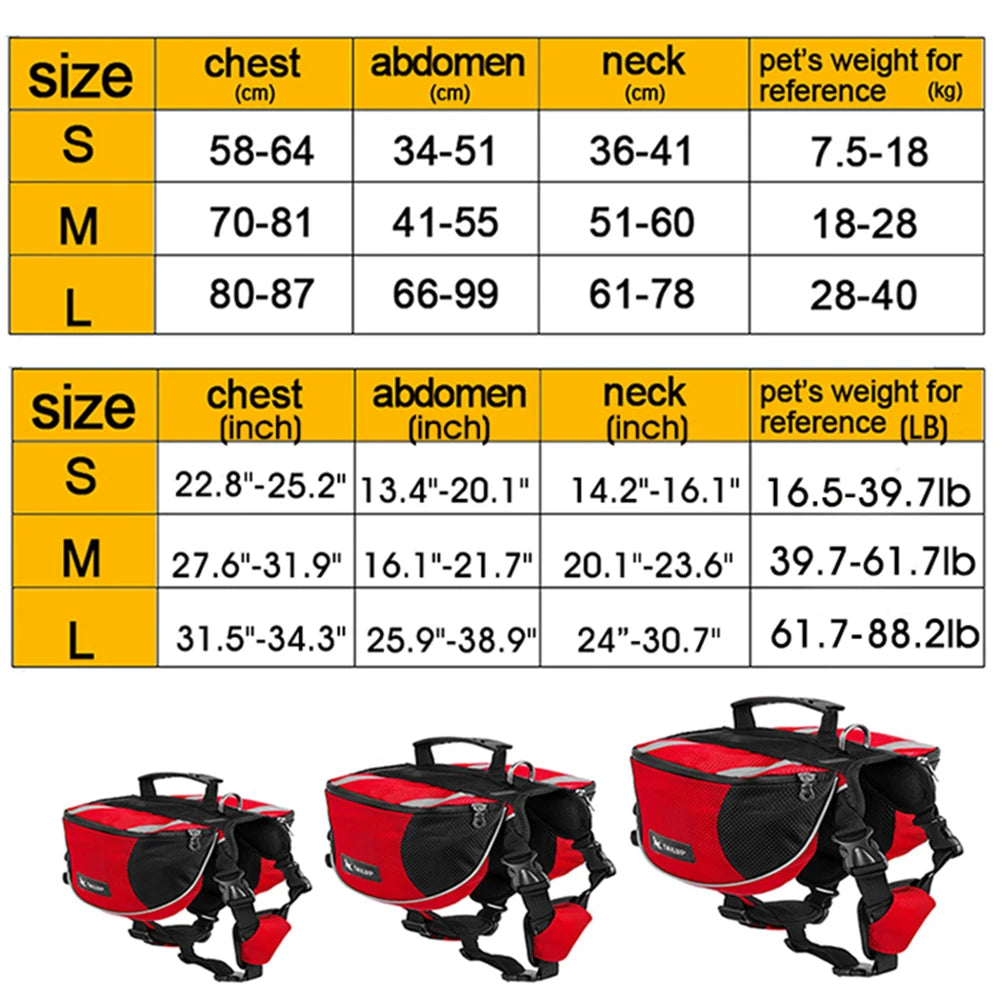 TAILUP 涤纶宠物狗马鞍包猎犬旅行露营徒步旅行背包马鞍包适用于小型中型大型犬免费礼物
