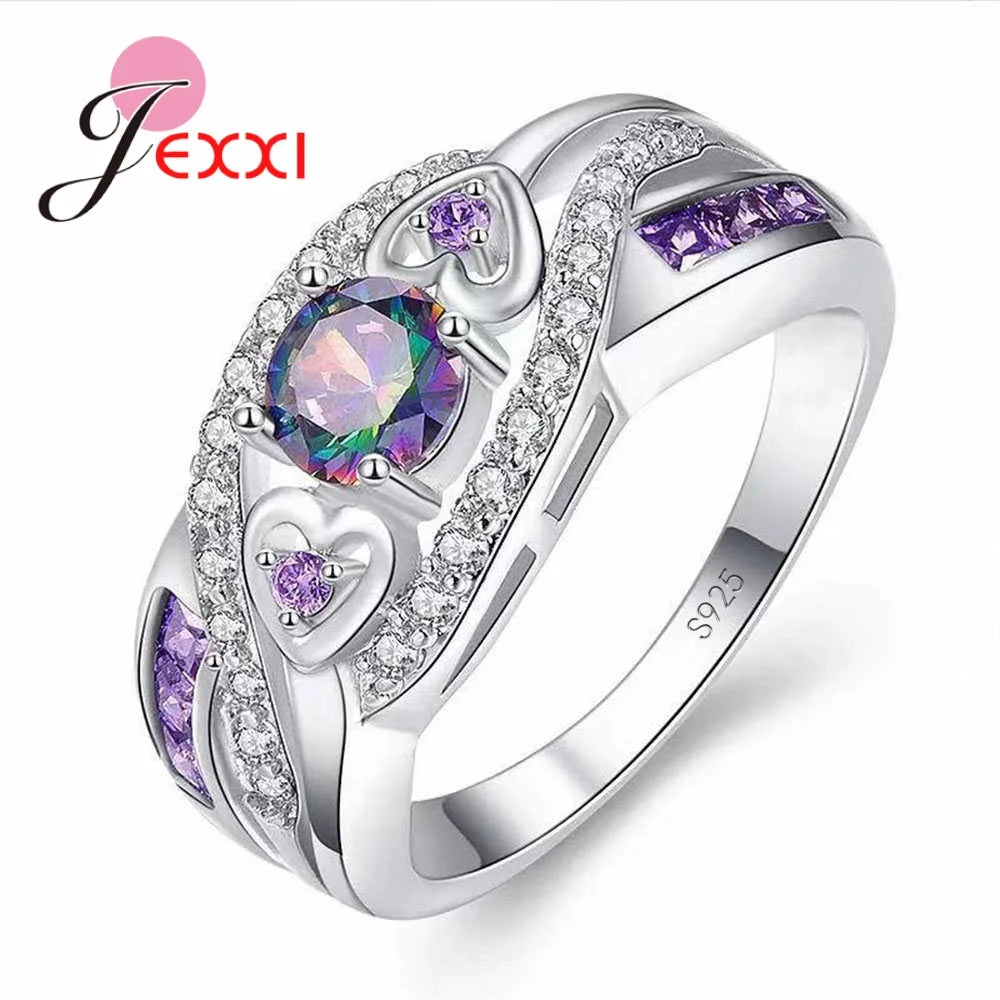 Big Promotion Colorful CZ 925 Sterling Silver Rings Size 6 7 8 9 10 11 12 13 For Women Fashion Jewelry Party Gift Wholesale