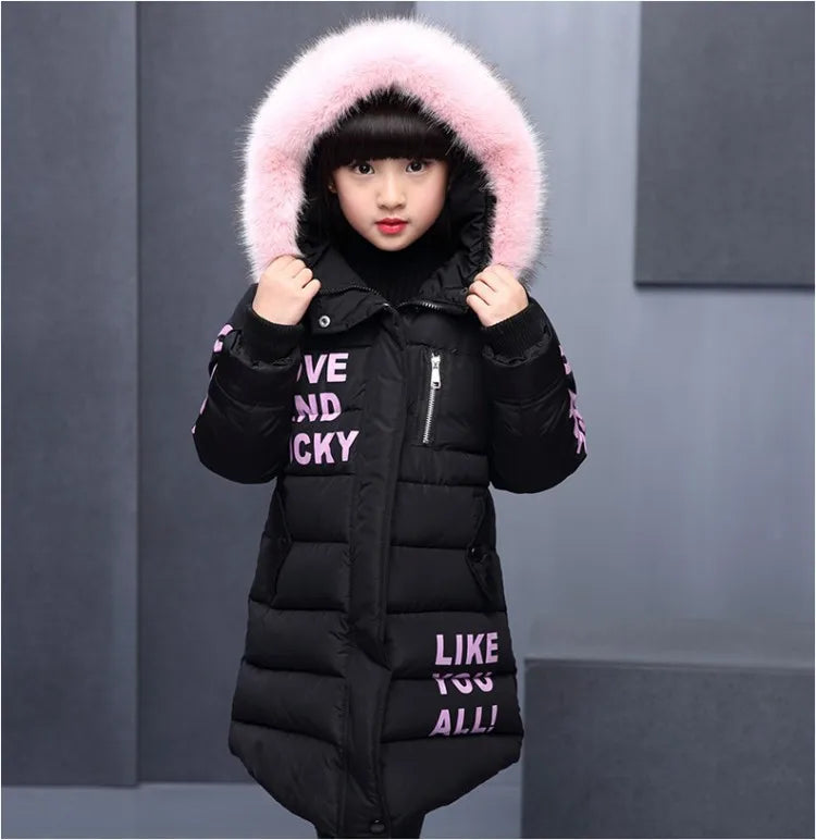 Children Down Coat Winter Teenager Thickened Hooded Cotton-padded Parka Coat Kids Warm Long Jackets Toddler Kids Outerwear