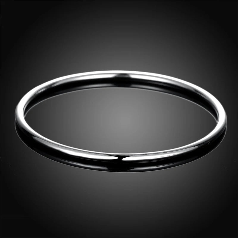 DOTEFFIL 925 Sterling Solid Silver Bracelet Fashion Personality Simple Smooth Bangles For Women Wedding Engagement Jewelry