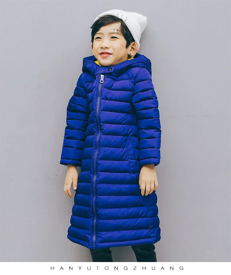 Children Down Coat Winter Teenager Thickened Hooded Cotton-padded Parka Coat Kids Warm Long Jackets Toddler Kids Outerwear