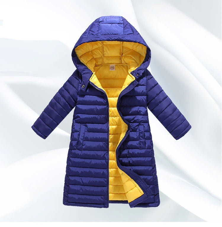 Children Down Coat Winter Teenager Thickened Hooded Cotton-padded Parka Coat Kids Warm Long Jackets Toddler Kids Outerwear