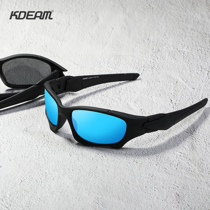 KDEAM Outdoor Sports Polarized Sunglasses Men Curve Cutting Frame Stress-Resistant Lens Shield Sun Glasses Women KD0623