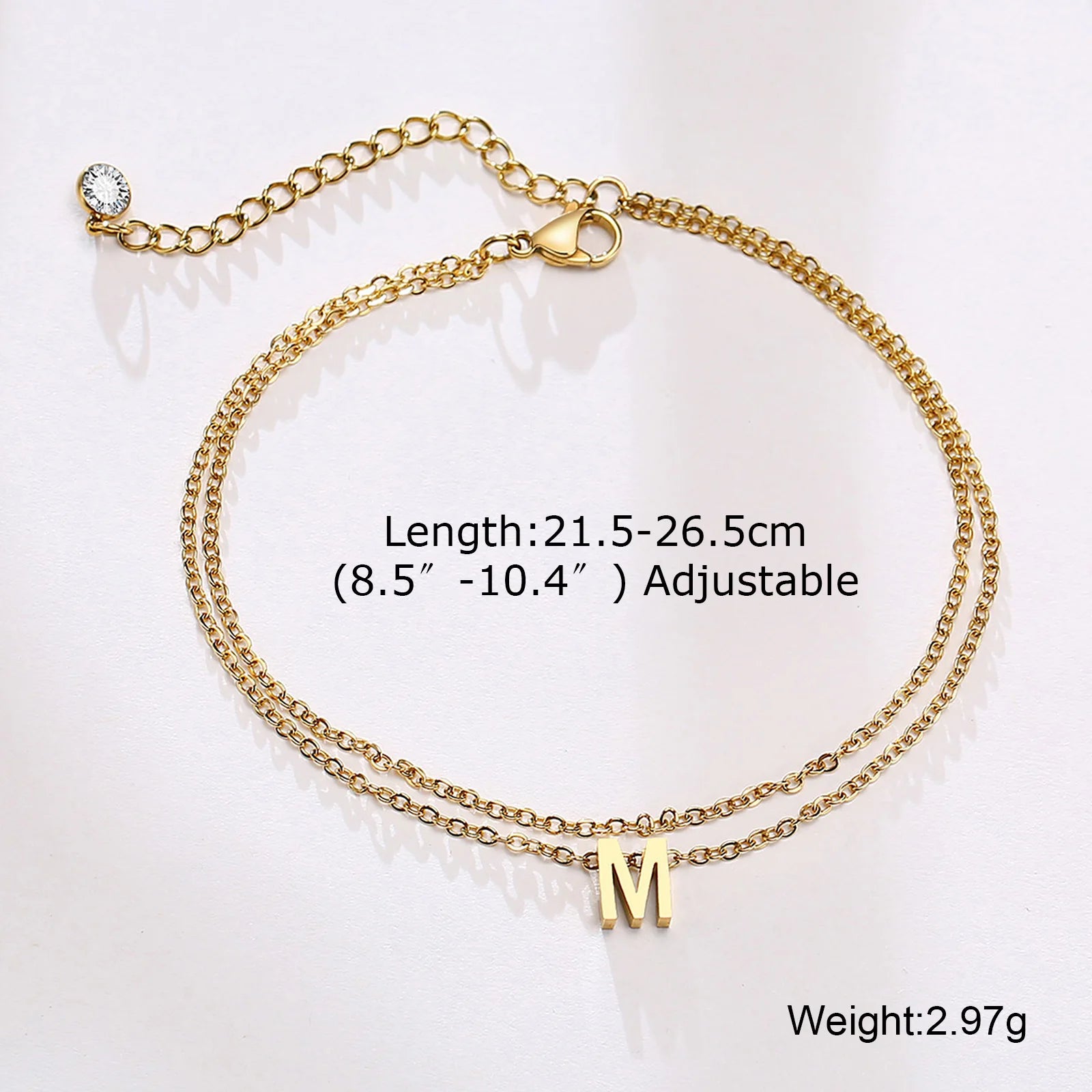 Layered Initial Bracelet Anklet for Women Stainless Steel Foot Chain  A - Z Letter Ankles Bohemian Summer Beach Gift