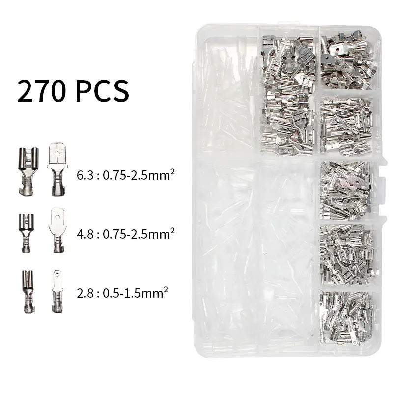 Male Female Wire Box Insulated Cable Macho Connector 2.8/6.3mm Electrical Crimp Terminals Termin Spade Connectors Assorted Kit