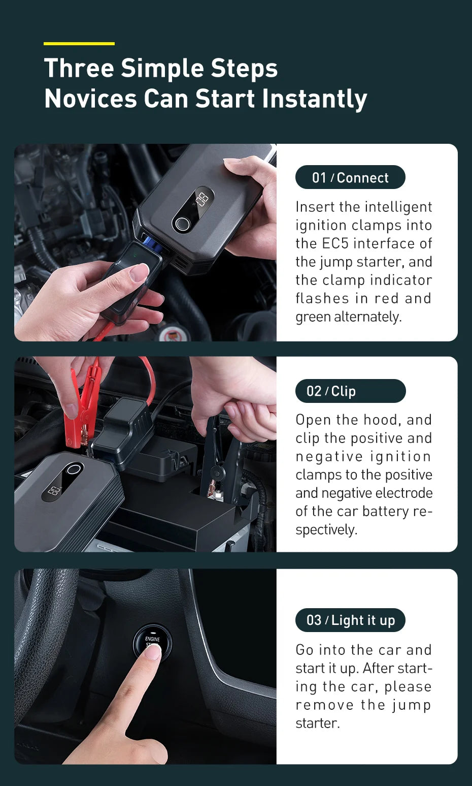 Baseus 2000A Emergency Jump Starter 20000mAh Power Bank Car Start Booster Device for Petrol Diesel Car Battery Starting