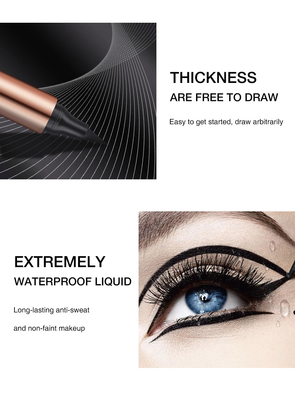 O.TWO.O Eyeliner Stamp Black Liquid Eyeliner Pen Waterproof Fast Dry Double-ended Eye Liner Pencil Make-up for Women Cosmetics