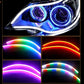 NLpearl 2Pcs RGB Daytime Running Light DRL Universal Flexible Flowing Multi Color LED Strip Turn Signal Lights  For Headlight