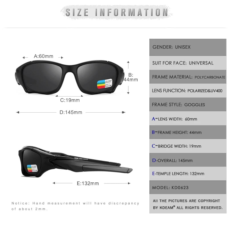 KDEAM Outdoor Sports Polarized Sunglasses Men Curve Cutting Frame Stress-Resistant Lens Shield Sun Glasses Women KD0623