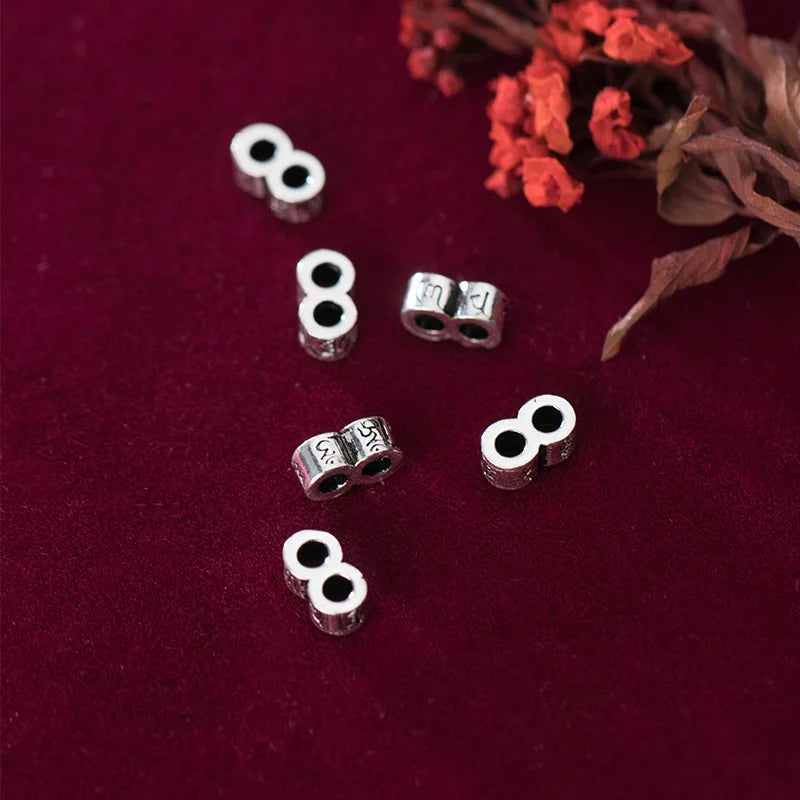 MEETSOFT Trendy 925 Sterling Silver 4mm Double Hole Space Bead Charms Handmade Of DIY Fine Jewelry Necklace wholesale Accessory