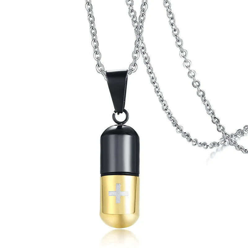 Vnox Hollow Pill Necklace by Bulbusbow