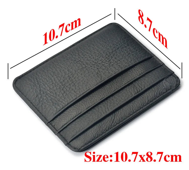 New Thin Genuine Leather Mini Wallet Slim Bank Credit Card Holder Men's Business Small ID Case For Man Purse 6 Slots Cardholder