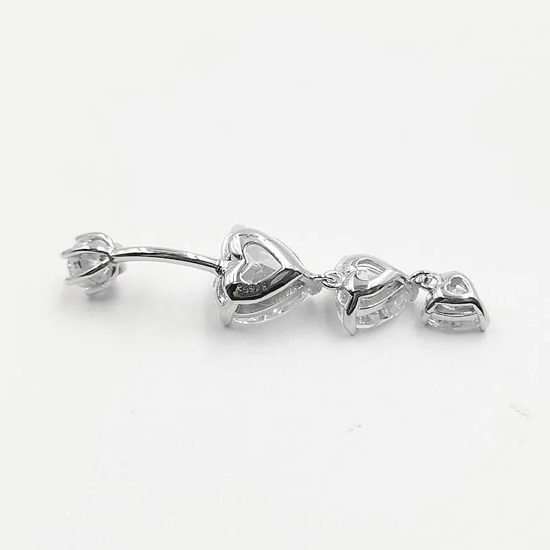 925 sterling silver belly button ring heart cubic zircon navel belly piercing jewelry