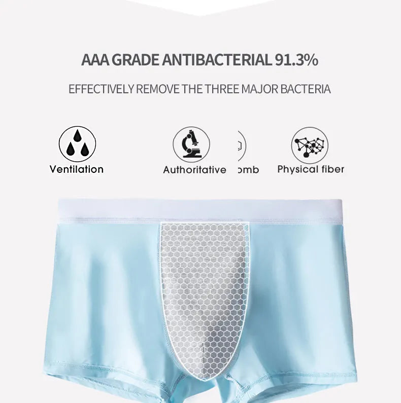 Miiow 3Pcs Ice Silk Men Boxer Shorts Underwear Antibacterial Boxershorts Cueca Male Panties Fashion Men Underpants Lingeries 5XL