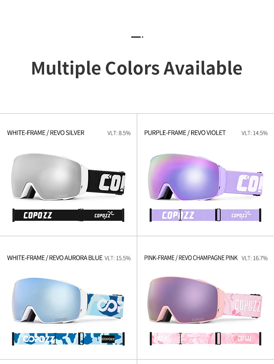 Copozz Magnetic Polarized Ski Goggles Anti-Fog Winter Double-Layers UV400 Protection Men Ski Glasses Eyewear with Lens Case Set