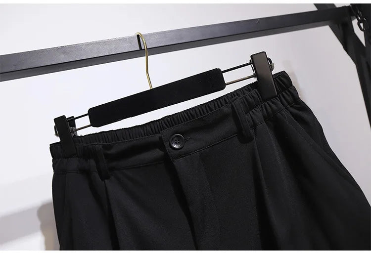 150Kg Plus Size Women's Summer Casual High-Waisted Wide-Leg Shorts 5XL 6XL 7XL 8XL 9XL Thin A-Line Shorts Black